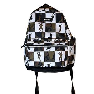 Fortnite Backpack 18" Olive/White/Black Padded Tablet Pocket Kids Backpack Camo